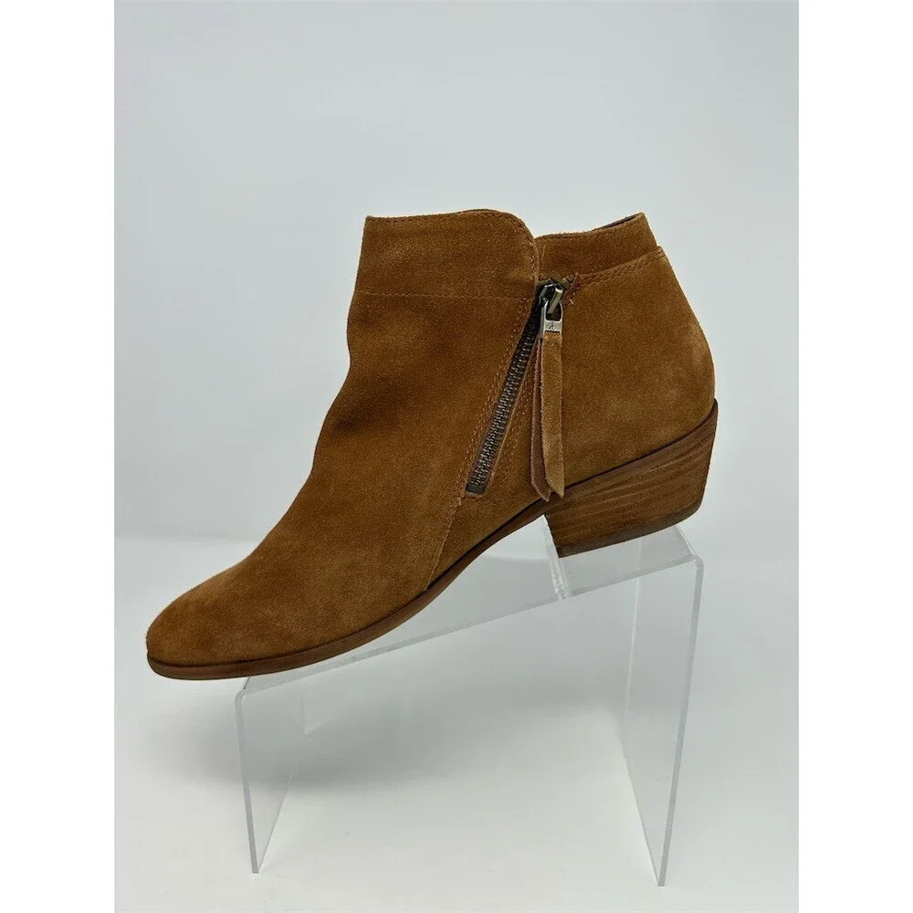 Sam Edelman Packer Ankle Booties Womens Brown Side Zip Tassel Block Heel Size 12